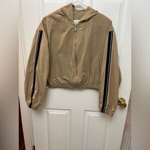 Zara Tan Bomber Jacket with Black Stripes